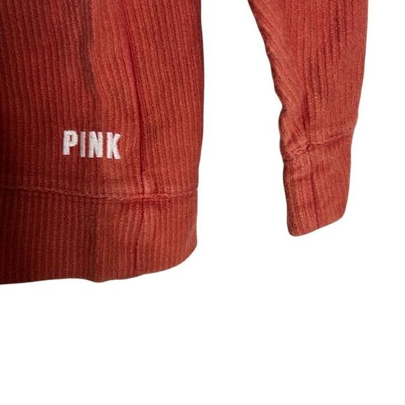 Victoria's Secret PINK Ribbed Washed Campus Oversized Crew Neck Pullover Rust XS - Picture 4 of 8